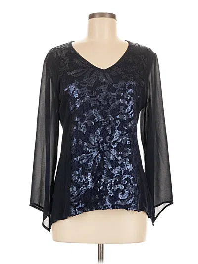Pre-owned Reba 3/4 Sleeve Blouse In Black
