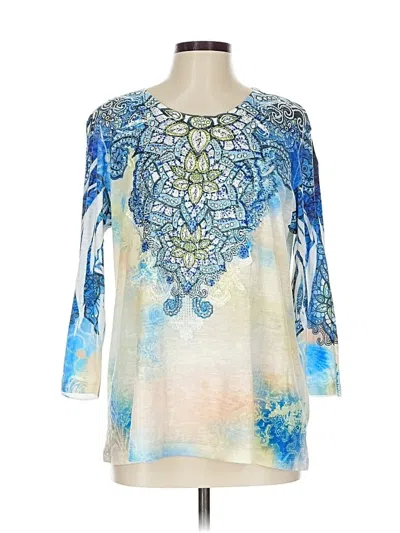 Pre-owned Reba 3/4 Sleeve Blouse In Blue