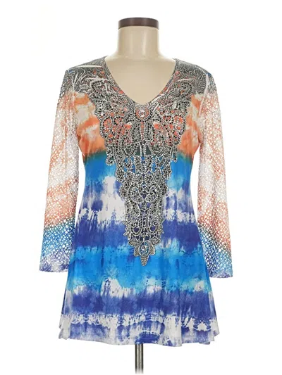 Pre-owned Reba 3/4 Sleeve Blouse In Blue