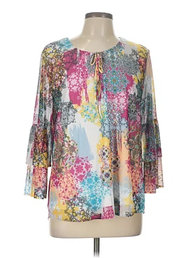 Pre-owned Reba 3/4 Sleeve Blouse In Blue