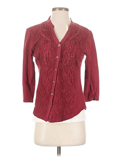 Pre-owned Reba 3/4 Sleeve Blouse In Burgundy
