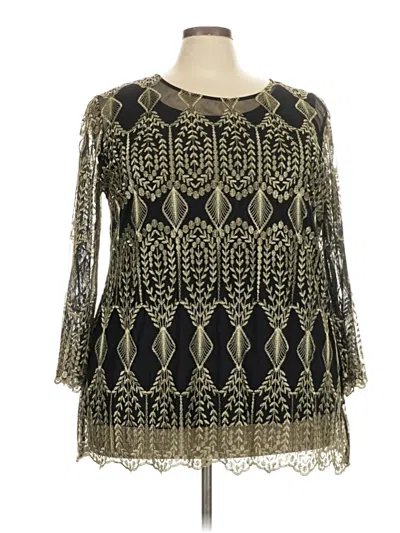 Pre-owned Reba 3/4 Sleeve Blouse In Gold