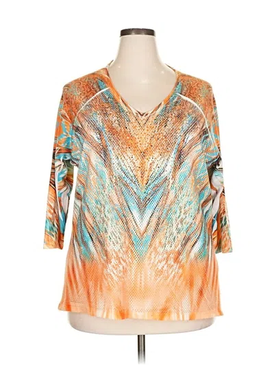 Pre-owned Reba 3/4 Sleeve Blouse In Orange