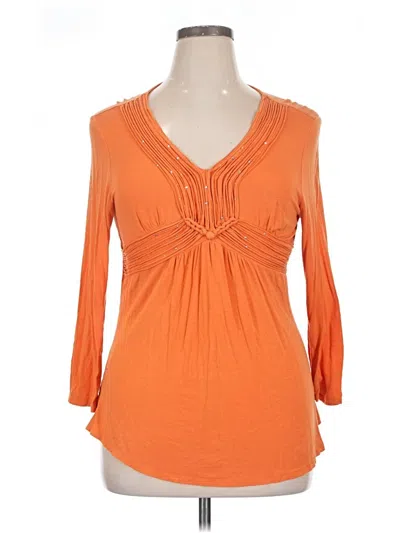 Pre-owned Reba 3/4 Sleeve Blouse In Orange