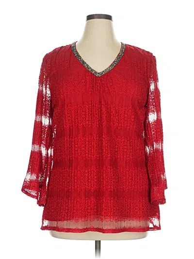 Pre-owned Reba 3/4 Sleeve Blouse In Red