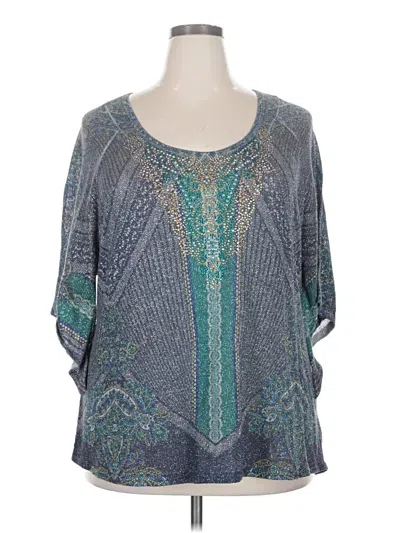 Pre-owned Reba 3/4 Sleeve Blouse In Teal