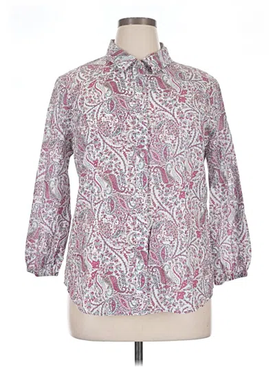 Pre-owned Reba 3/4 Sleeve Button Down Shirt In Purple