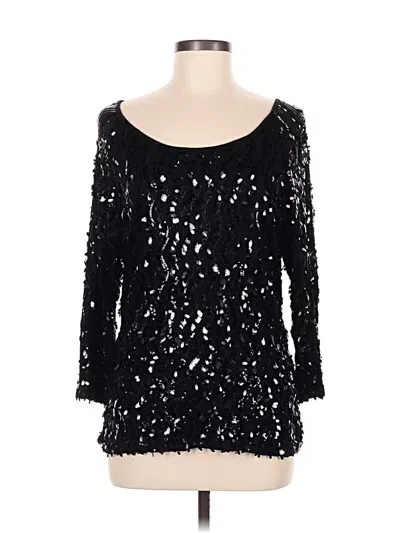 Pre-owned Reba 3/4 Sleeve Top Black Scoop Neck Tops