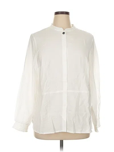 Pre-owned Reba Long Sleeve Blouse In White
