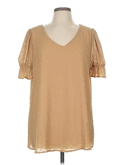 Pre-owned Reba Short Sleeve Blouse In Brown