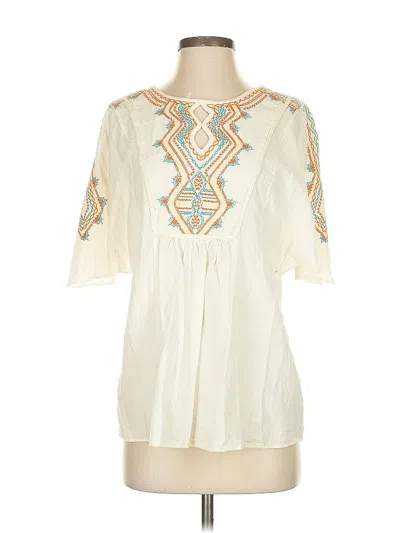 Pre-owned Reba Short Sleeve Blouse In White