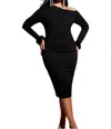 Rebdolls Feather Cuff Midi Dress In Black In Black