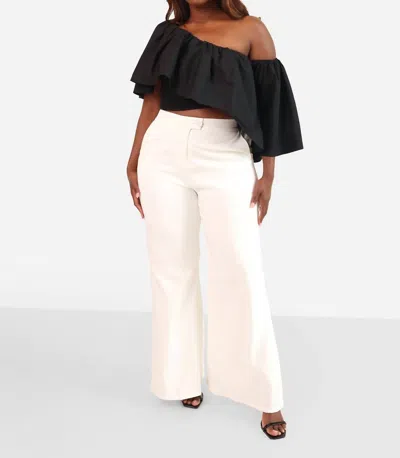 REBDOLLS GARDEN ROSE BELL BOTTOM PANTS WITH POCKETS IN WHITE