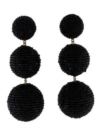 Pre-owned Rebecca De Ravenel Beaded Clip-on Earrings In Black