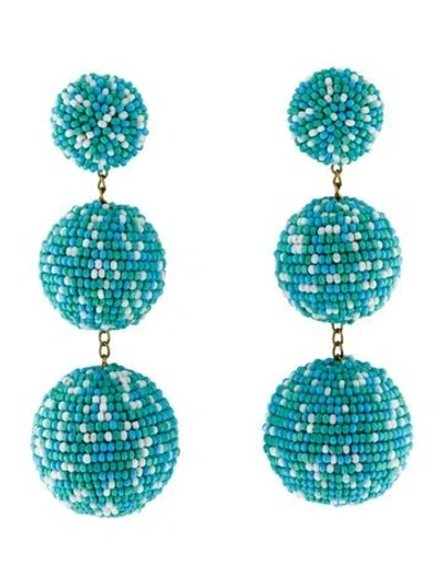 Pre-owned Rebecca De Ravenel Beaded Clip-on Earrings In Multi