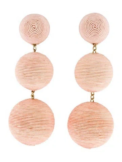 Pre-owned Rebecca De Ravenel Classic 3 Drop Laeticia Clip-on Drop Earrings In Orange