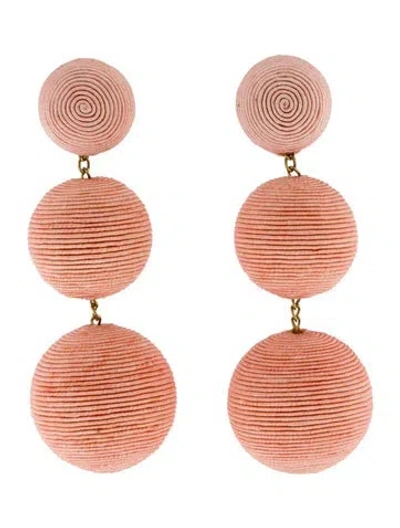 Pre-owned Rebecca De Ravenel Classic Three Drop Earrings In Pink