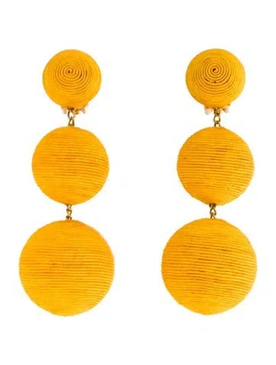 Pre-owned Rebecca De Ravenel Classic Three Drop Earrings In Yellow
