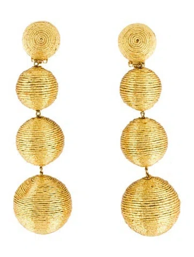 Pre-owned Rebecca De Ravenel Cord 4 Ball Drop Earrings In Multi