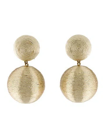 Pre-owned Rebecca De Ravenel Cord Ball Drop Earrings In Gold