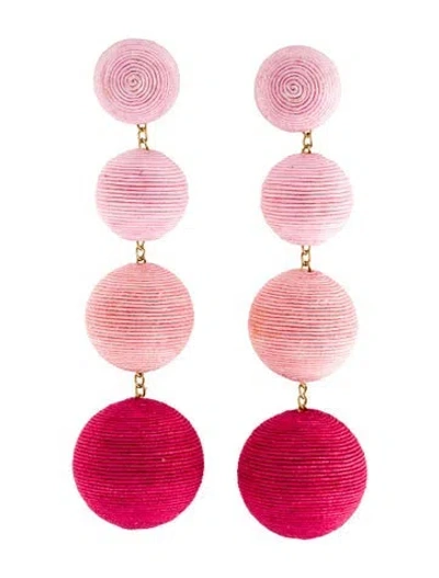 Pre-owned Rebecca De Ravenel Cord Classic 4 Ball Clip-on Earrings In Multi