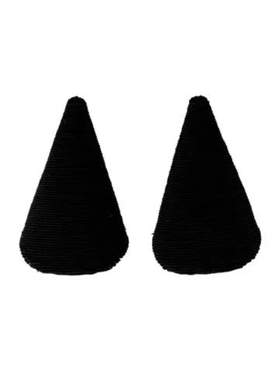 Pre-owned Rebecca De Ravenel Cord Funnel Clip-on Earrings In Black