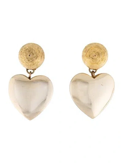 Pre-owned Rebecca De Ravenel Cord Heart Clip-on Drop Earrings In Multicolor