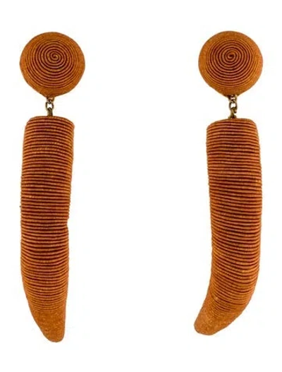 Pre-owned Rebecca De Ravenel Cord Pasha Drop Clip-on Earrings In Brown