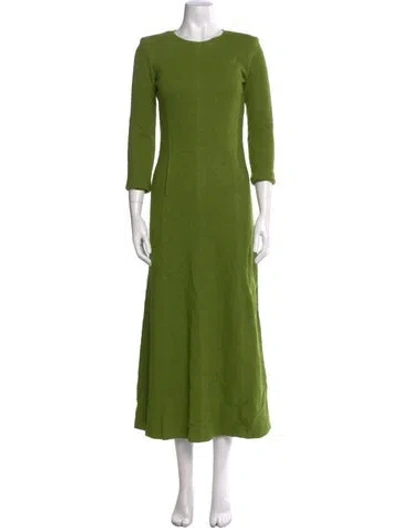 Pre-owned Rebecca De Ravenel Crew Neck Long Dress In Green