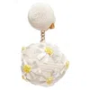 Rebecca De Ravenel Daisy Applique Clip On Drop Earrings In White