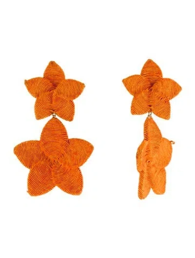 Pre-owned Rebecca De Ravenel Double Frangipani Drop Earrings In Multi