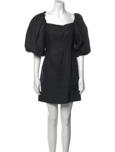 Pre-owned Rebecca De Ravenel Linen Mini Dress In Black