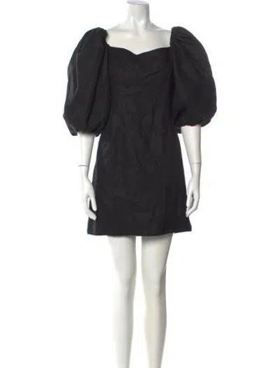 Pre-owned Rebecca De Ravenel Linen Mini Dress In Black