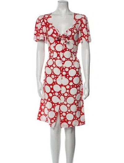 Pre-owned Rebecca De Ravenel Polka Dot Print Knee-length Dress In Red