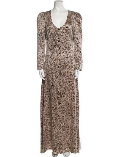Pre-owned Rebecca De Ravenel Printed Long Dress In Multi