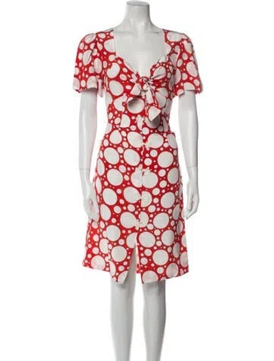 Pre-owned Rebecca De Ravenel Printed Midi Length Dress In Red