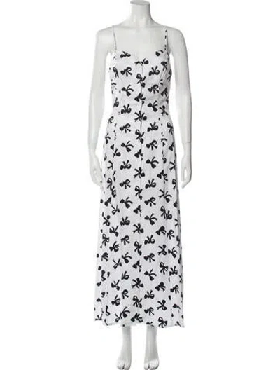 Pre-owned Rebecca De Ravenel Printed Midi Length Dress In White