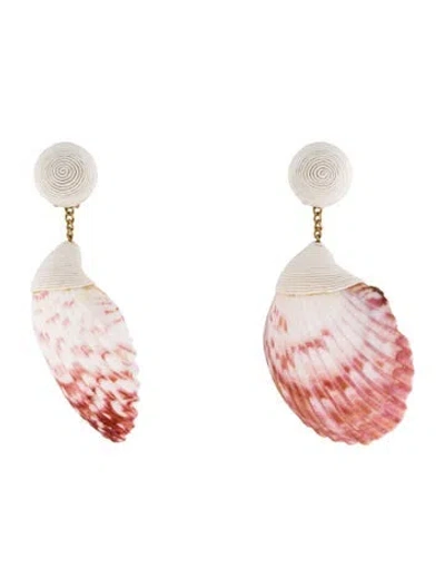 Pre-owned Rebecca De Ravenel Shell Drop Earrings In White