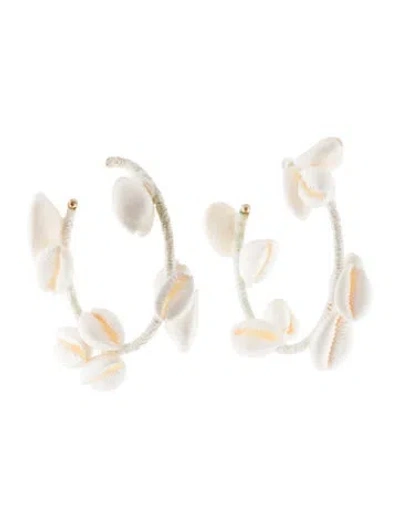 Pre-owned Rebecca De Ravenel Shell Olympia Hoop Earrings In Multi
