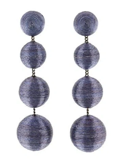 Pre-owned Rebecca De Ravenel Silk Cord Classic 4 Drop Clip-on Earrings