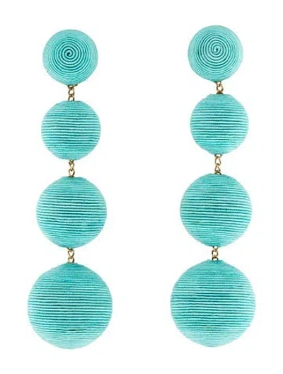 Pre-owned Rebecca De Ravenel Silk Cord Classic 4 Drop Clip-on Earrings In Multi
