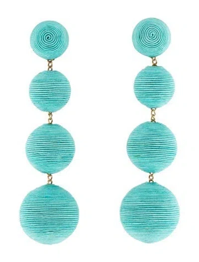 Pre-owned Rebecca De Ravenel Silk Cord Classic 4 Drop Clip-on Earrings In Multicolor