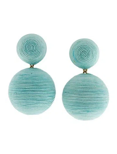Pre-owned Rebecca De Ravenel Silk Cord Clip-on Drop Earrings In Blue