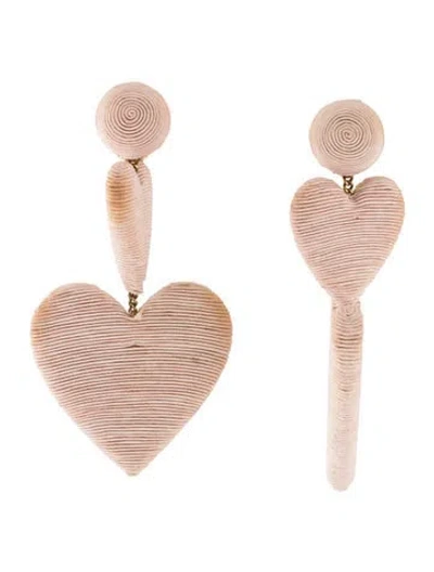 Pre-owned Rebecca De Ravenel Silk Cord Cora Heart Clip-on Drop Earrings In Pink