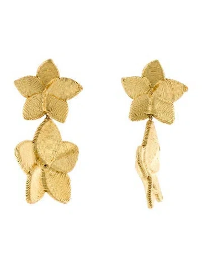 Pre-owned Rebecca De Ravenel Silk Cord Double Frangipani Earrings In Multi