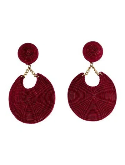 Pre-owned Rebecca De Ravenel Silk Cord Drop Earrings In Burgundy