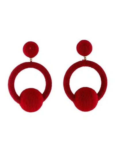 Pre-owned Rebecca De Ravenel Silk Cord Hoop La La Drop Hoop Clip-on Earrings In Multi