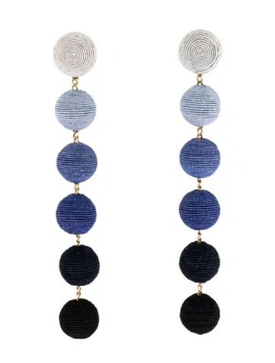 Pre-owned Rebecca De Ravenel Silk Cord Six Drop Skinny Earrings In Multi