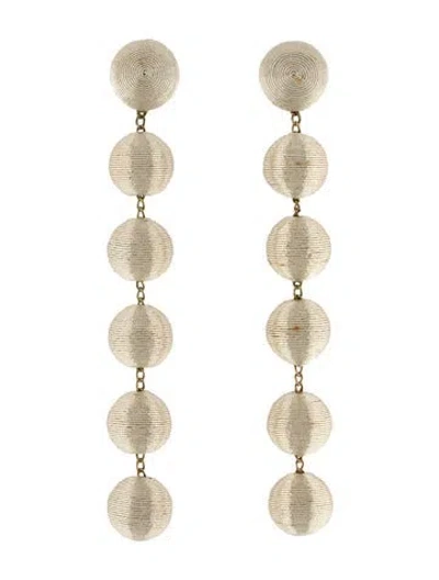 Pre-owned Rebecca De Ravenel Silk Cord Skinny Six Drop Earrings In Gold