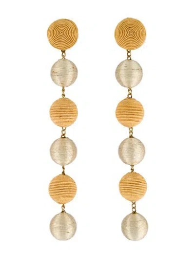 Pre-owned Rebecca De Ravenel Silk Cord Skinny Six Drop Earrings In Multi